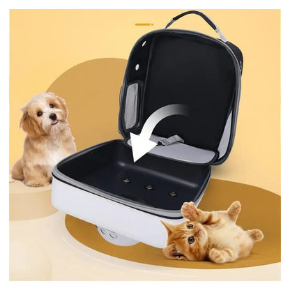 Mochila De Transporte Con Cúpula Para Perros Y Gatos Blanco
