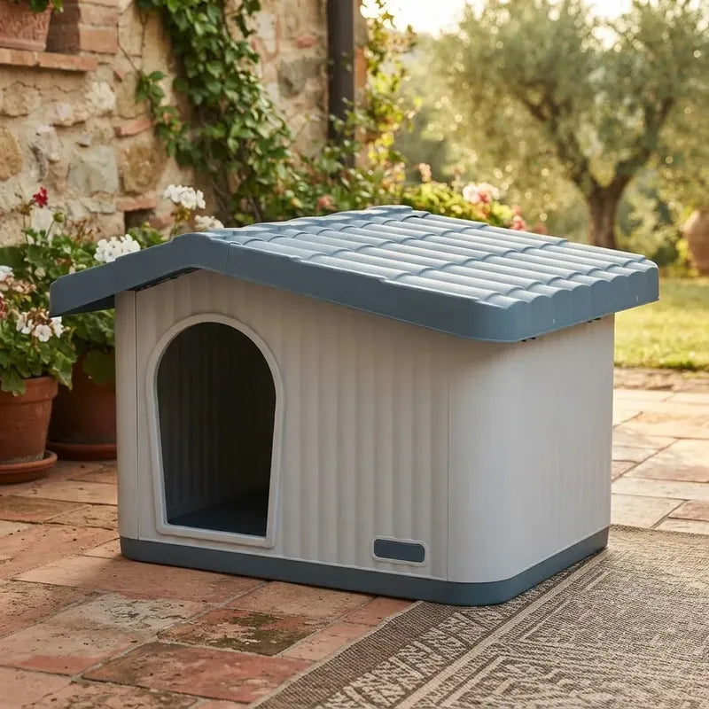 Casa Para Perros Plástica Pequeña Armable Azul