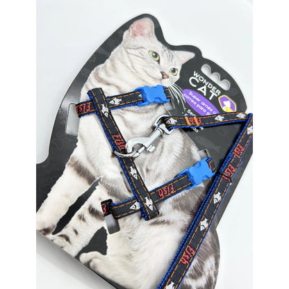 Arnés Con Correa Para Gatos Con Diseños Azul Jean