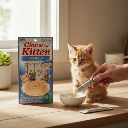 Snack Cremoso Para Gatos Cachorros Kitten Churu Atún 4 Tubos