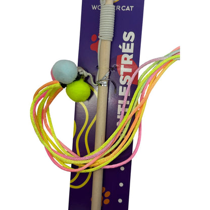 Juguete Varilla Para Gatos Con Cuerdas Y Pompón 40 Cm Variado