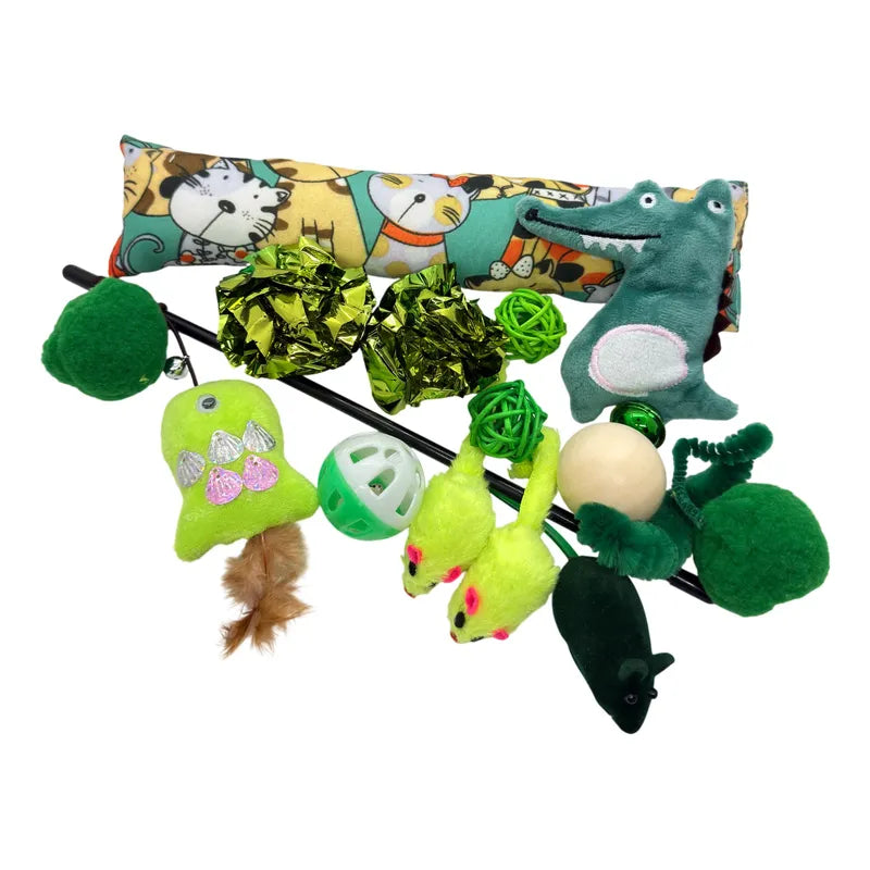 Kit De Juguetes Para Gatos Interactivos Variados Verde