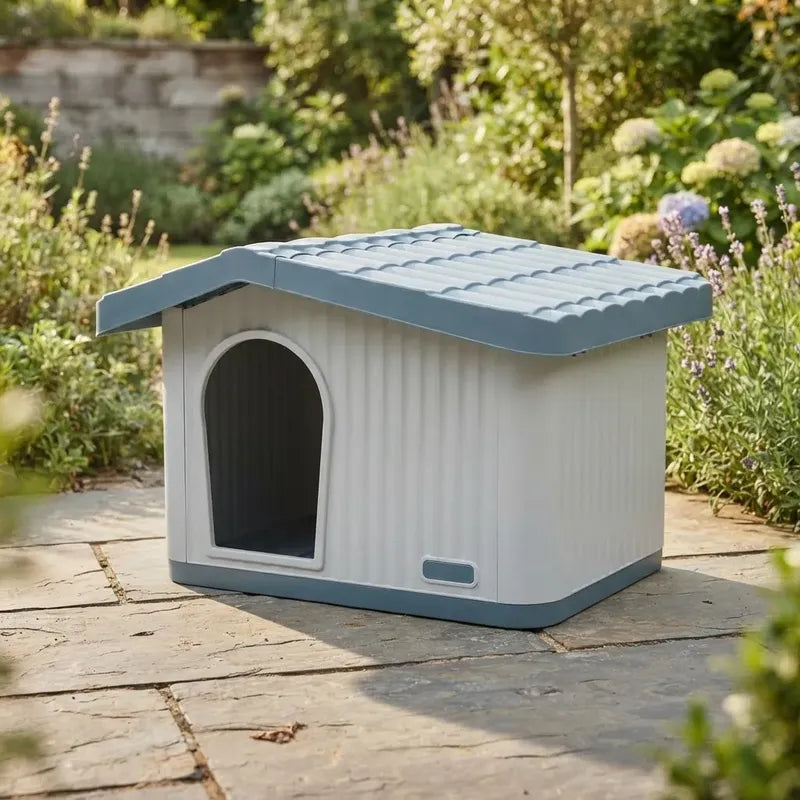 Casa Para Perros Plástica Mediana Armable Azul