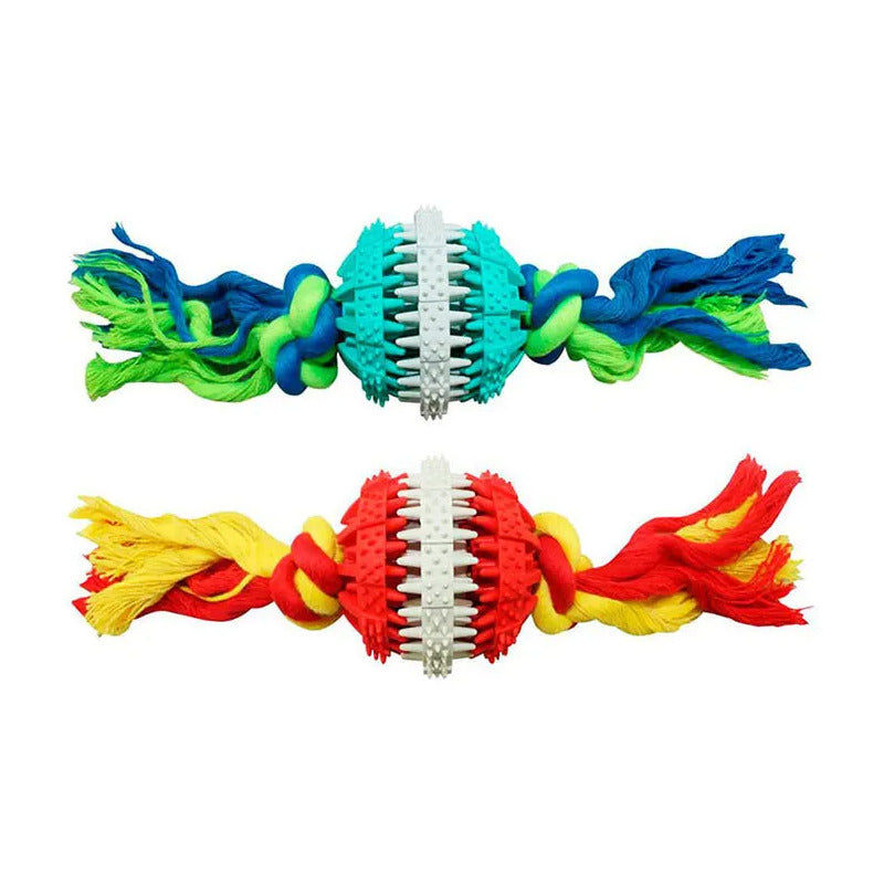 Pelota dentada con cuerda